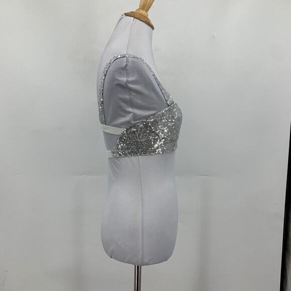 Iefiel Top Womens S Small Silver Sequined Straps Unpadded Open Back Cropped - Picture 6 of 14